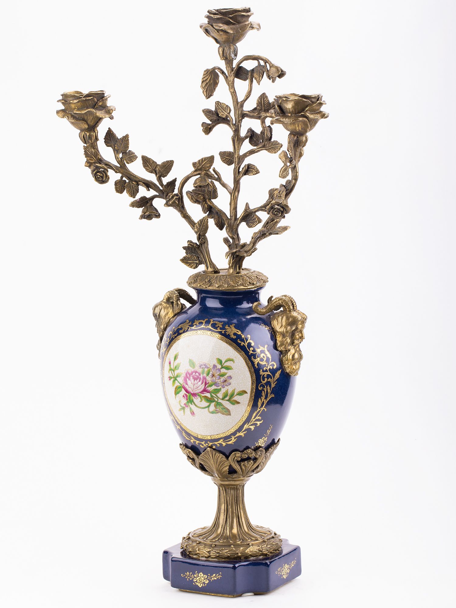 Подсвечник Розы рожка Glasar 31G1666/A484C/HBL1393