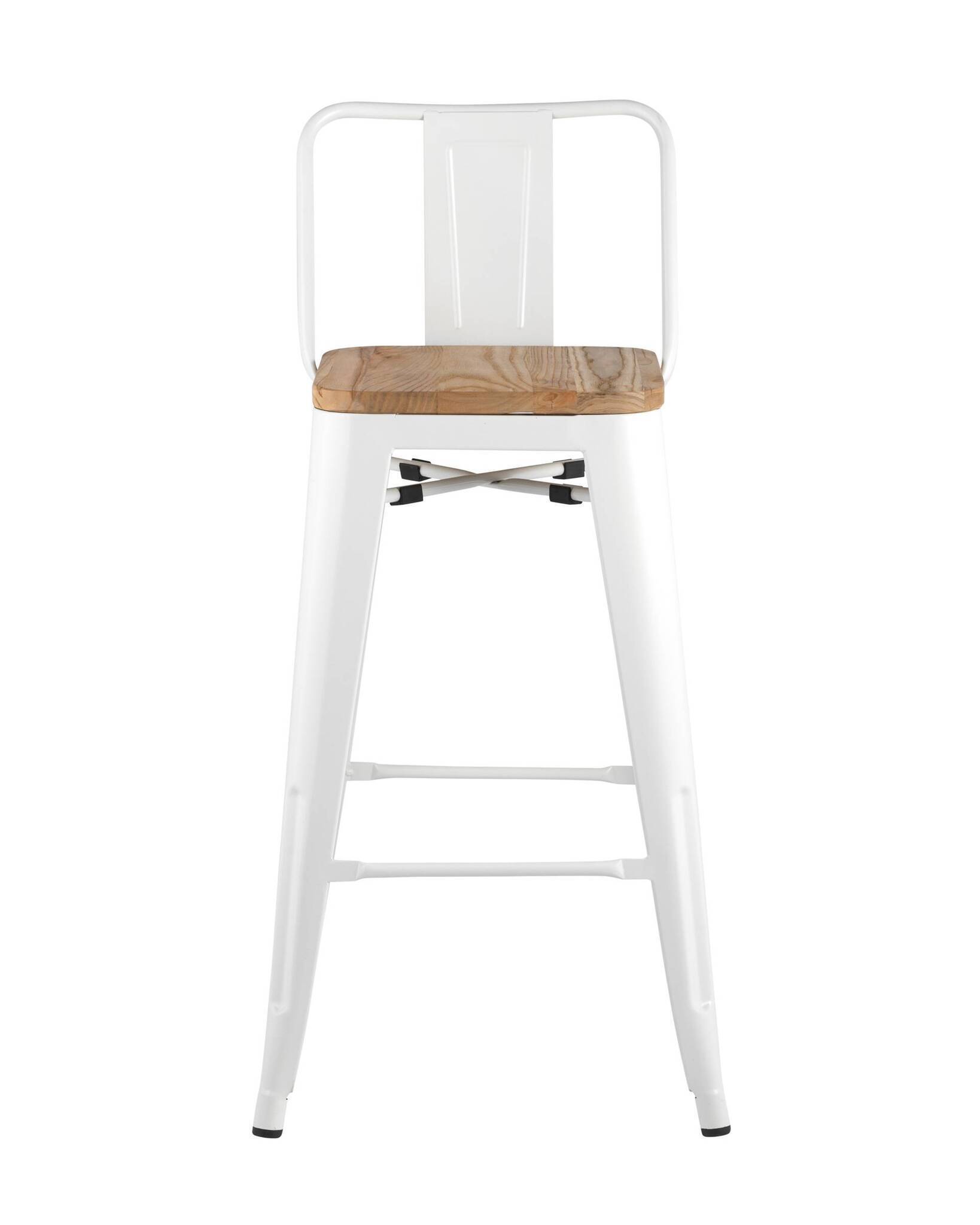 Стул полубарный TOLIX WOOD со спинкой белый глянцевый Stool Group