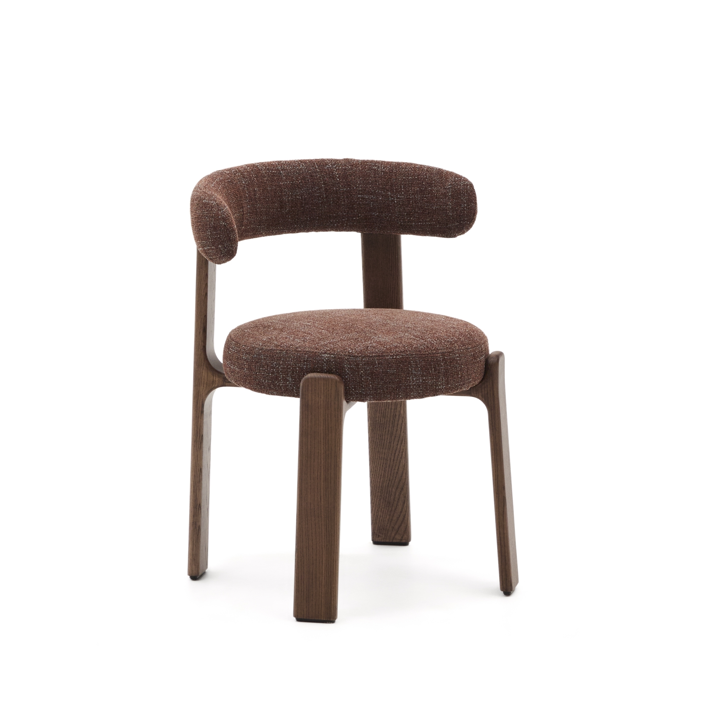 Granite Стул на 4 ножках из коричневого шенилла и массива ясеня в отделке орех La Forma (ex Julia Grup)