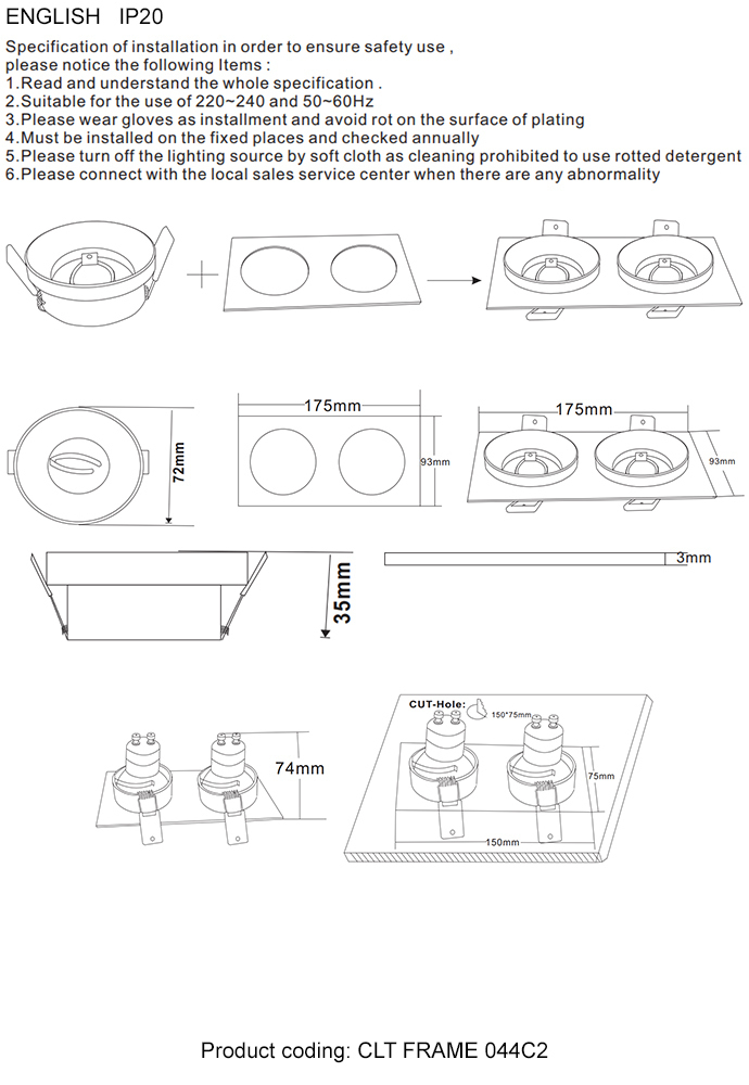 Декоративная рамка Crystal Lux CLT FRAME 044C2 BL Декоративная рамка Crystal Lux CLT FRAME 044C2 BL