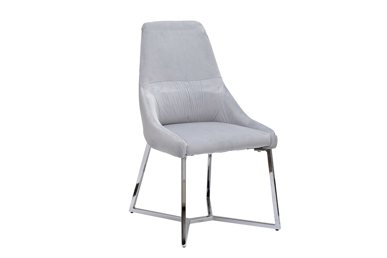 Стул на металлическом каркасе велюровый светло-серый/хром Garda Decor 30C-1185 SER