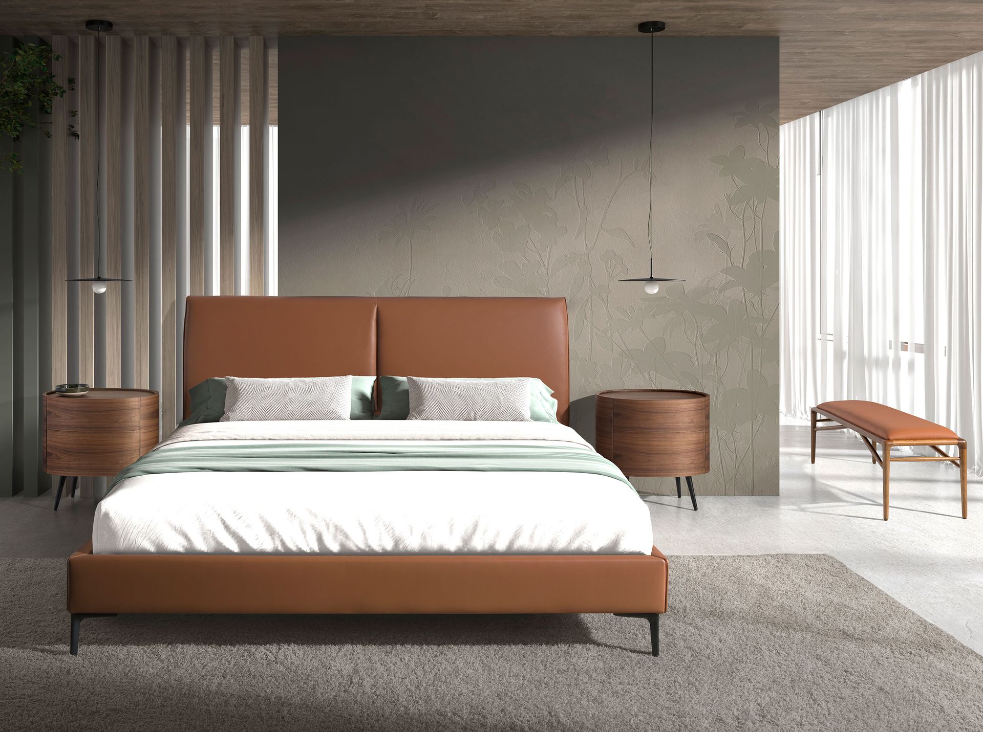 Банкетка 5112/BS19033 из коричневой экокожи Angel Cerda