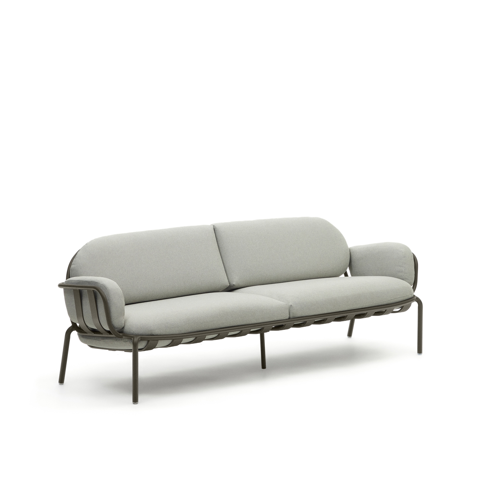 Уличный диван Joncols из серой ткани и зеленым алюминиевым каркасом 225 см La Forma 481937