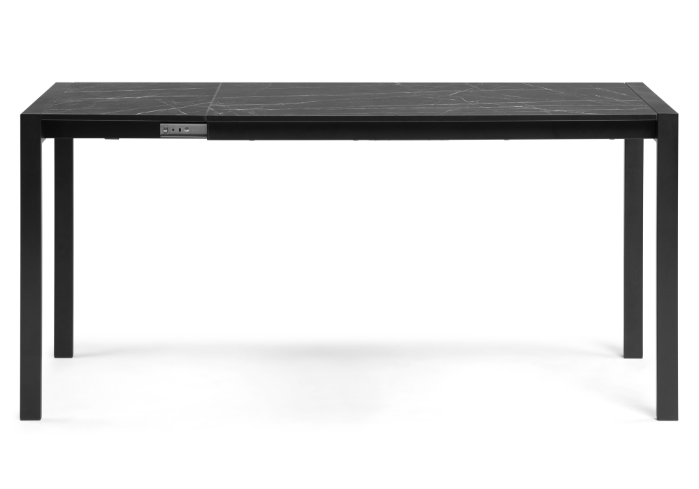 Стол деревянный Woodville Центавр 120 (160) х 70 мрамор черный / черный матовый 519757