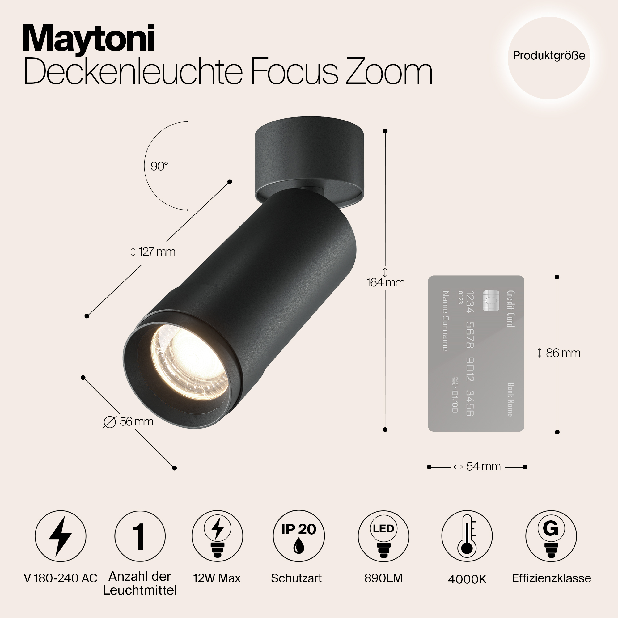 Потолочный светильник Technical C055CL-L12W4K-Z-B