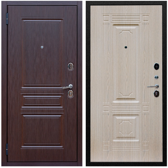 Дверь входная Graf Экстра МДФ 10 мм ФЛ-243 Лиственница шоколад / МДФ 16 мм ФЛ-2 Дуб беленый