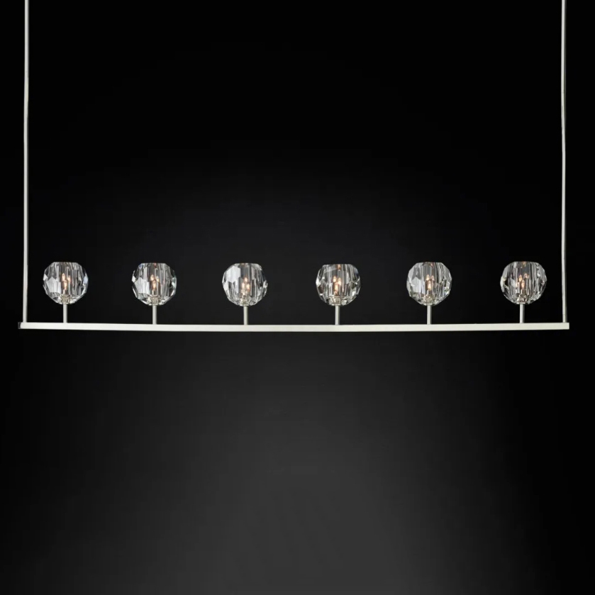 Люстра RH Boule De Cristal Linear Chandelier 6 Nickel by ImperiumLoft
