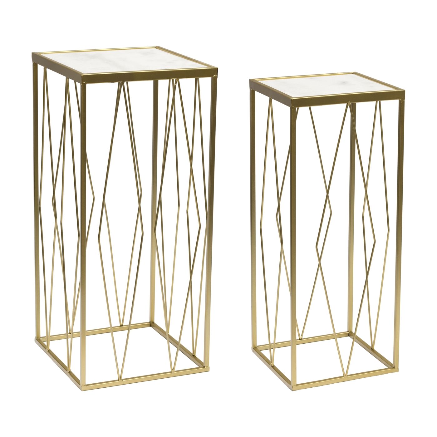 Столики приставные с белым мрамором, набор Glasar 54-059/058