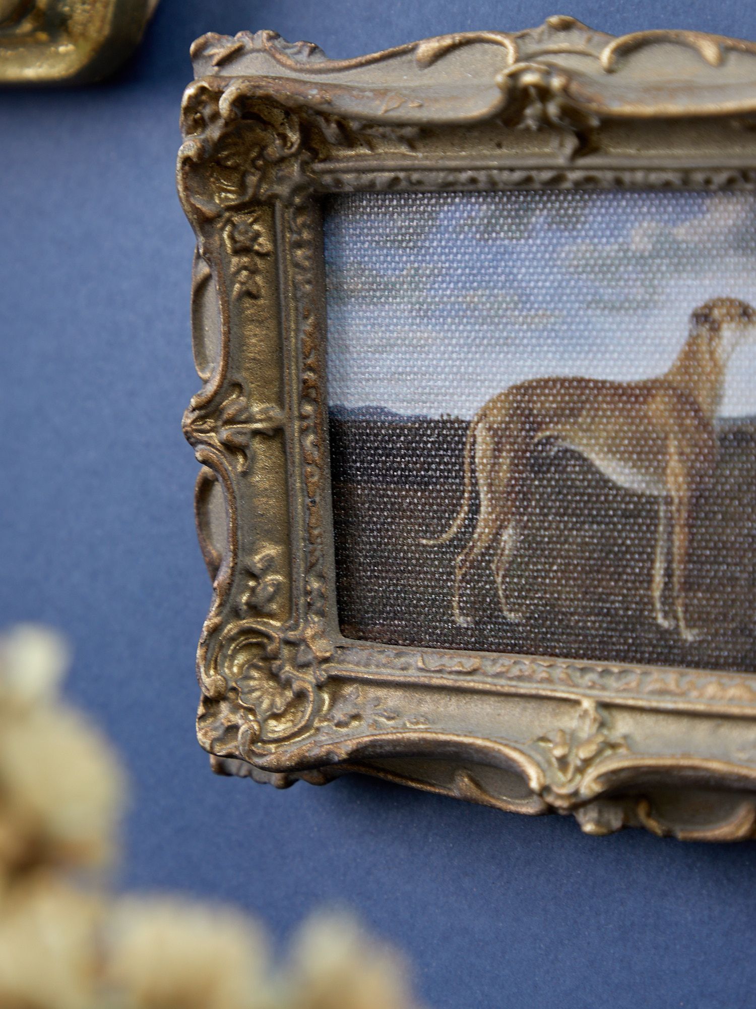 Картина в раме Собака, масло, под старину Glasar 28-324