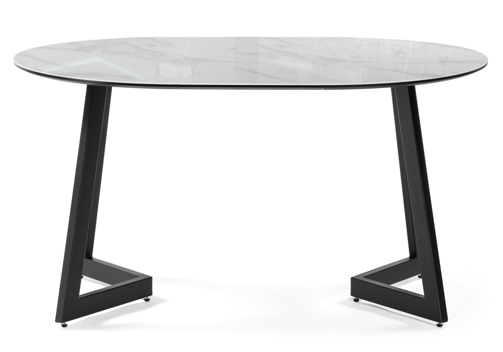 Стол Woodville Алингсос 100(140)х100х76 белый мрамор / черный 532387