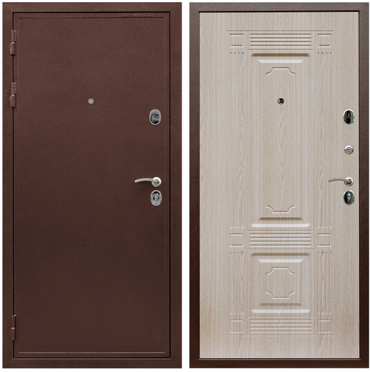 Дверь входная Graf Престиж Антик медь / МДФ 6 мм ФЛ-2 Дуб беленый