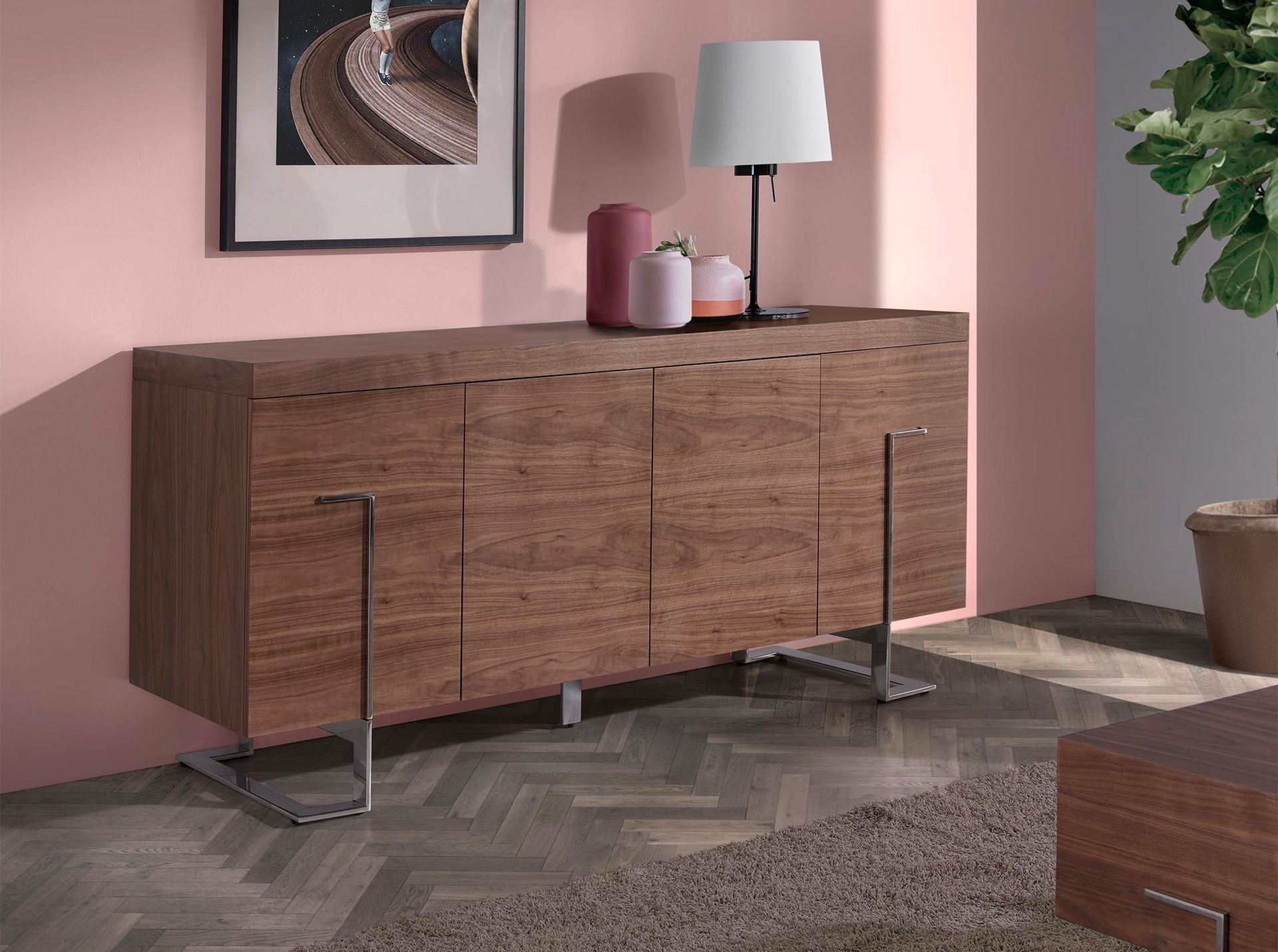 Сервант MK2103SB /3221 из орехового дерева и хромированной стали Angel Cerda