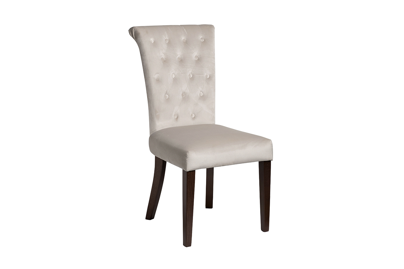 Стул велюровый бежевый (коричневые ножки) Garda Decor 597-2K-КРЕМОВЫЙ-Riv21