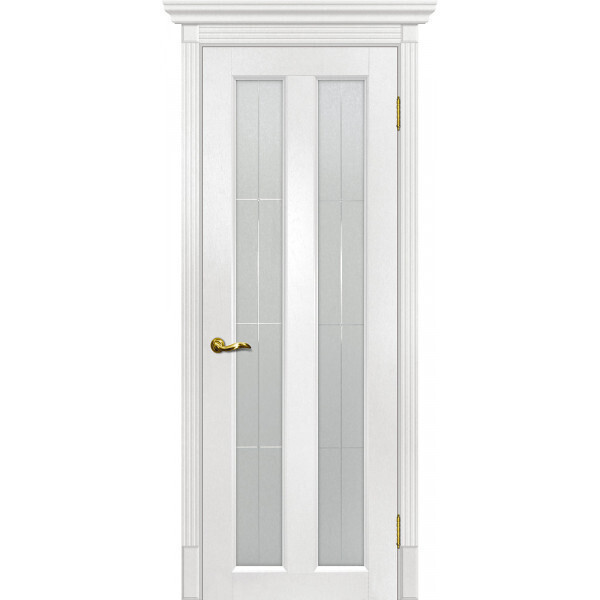 Межкомнатная дверь Graf Тоскана-5 Сатинат, контурный полимер б-цв. рис. Решетка Пломбир (2000 х 900)