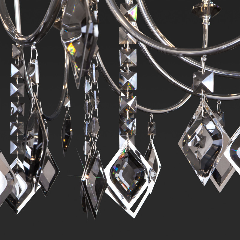 Подвесная люстра Eurosvet 10120/12 хром/дымчатый хрусталь Strotskis Smart (1