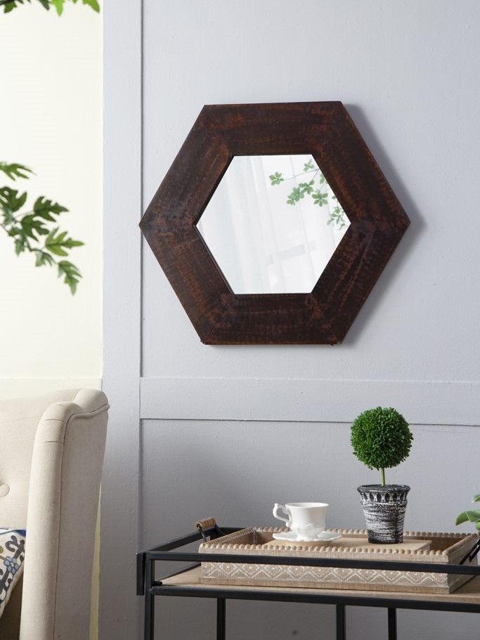 Зеркало настенное из тикового дерева Glasar 85824-BROW