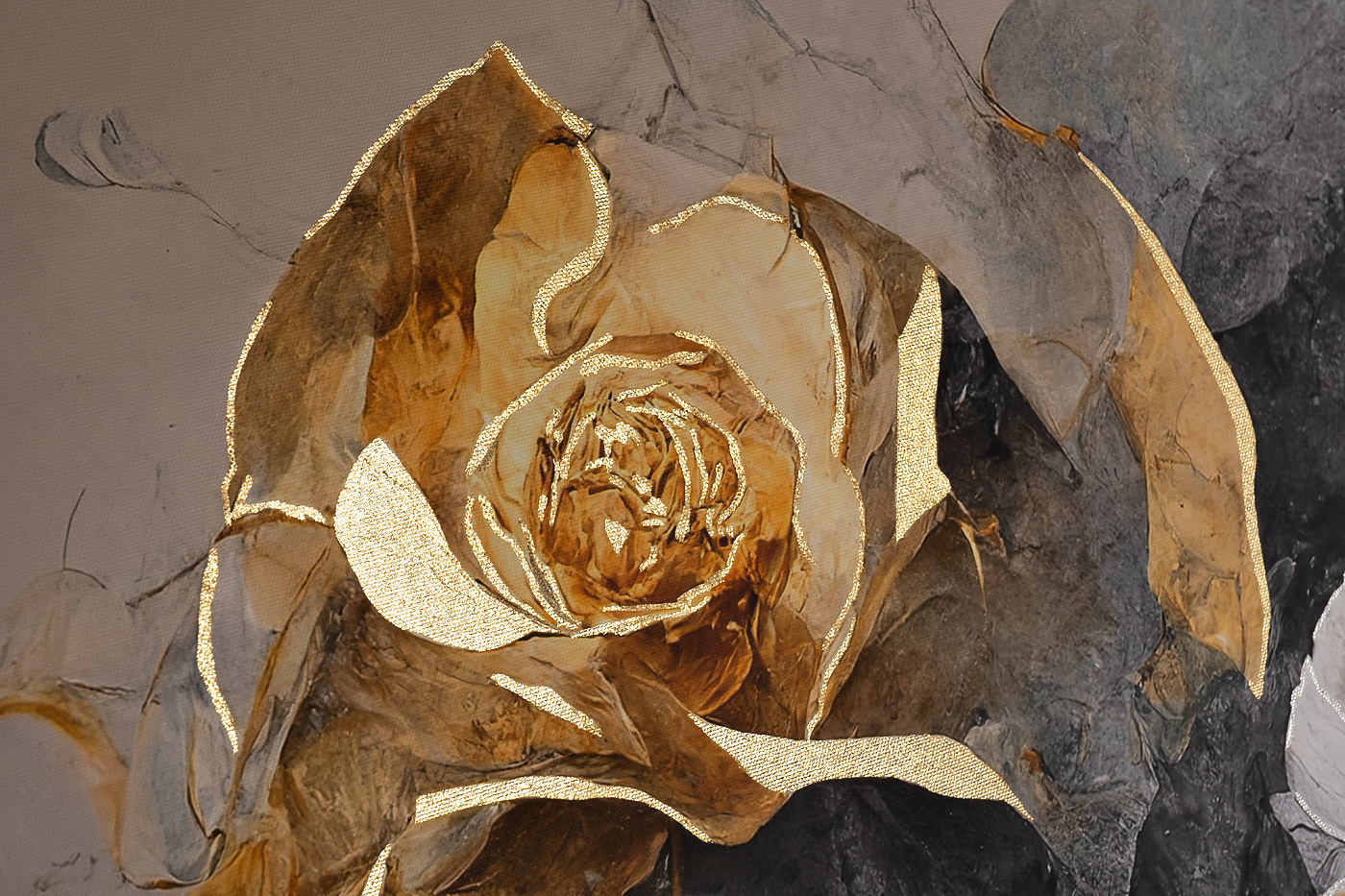 Холст Золотая роза в багете латунь Garda Decor 89VOR-GOLDEN ROSE