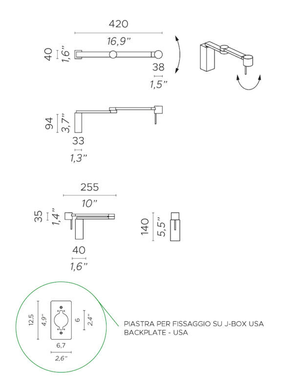 Настенный светильник Contardi MANHATTAN AP nickel ACAM.001387