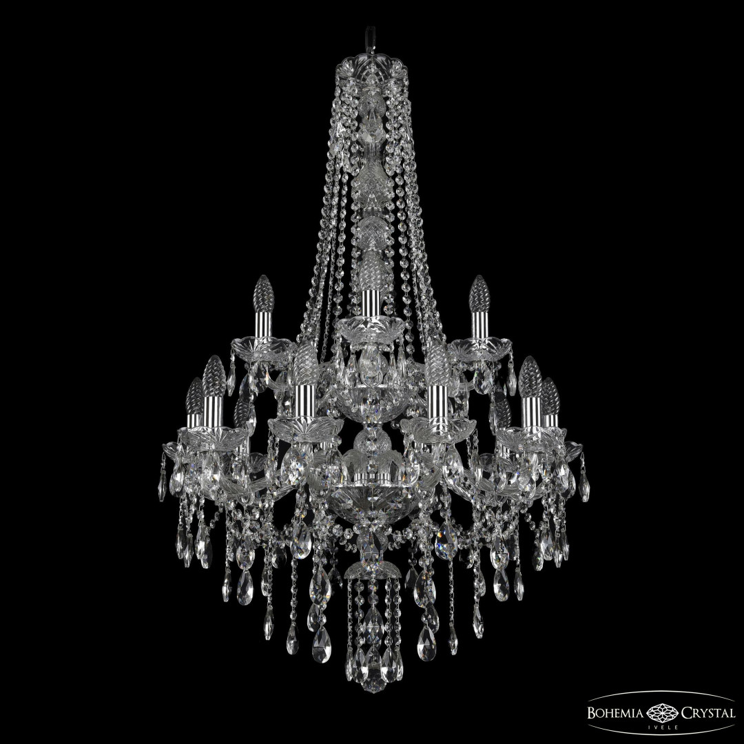 Люстра хрустальная 1415/10+5/220/h-102/2d Ni