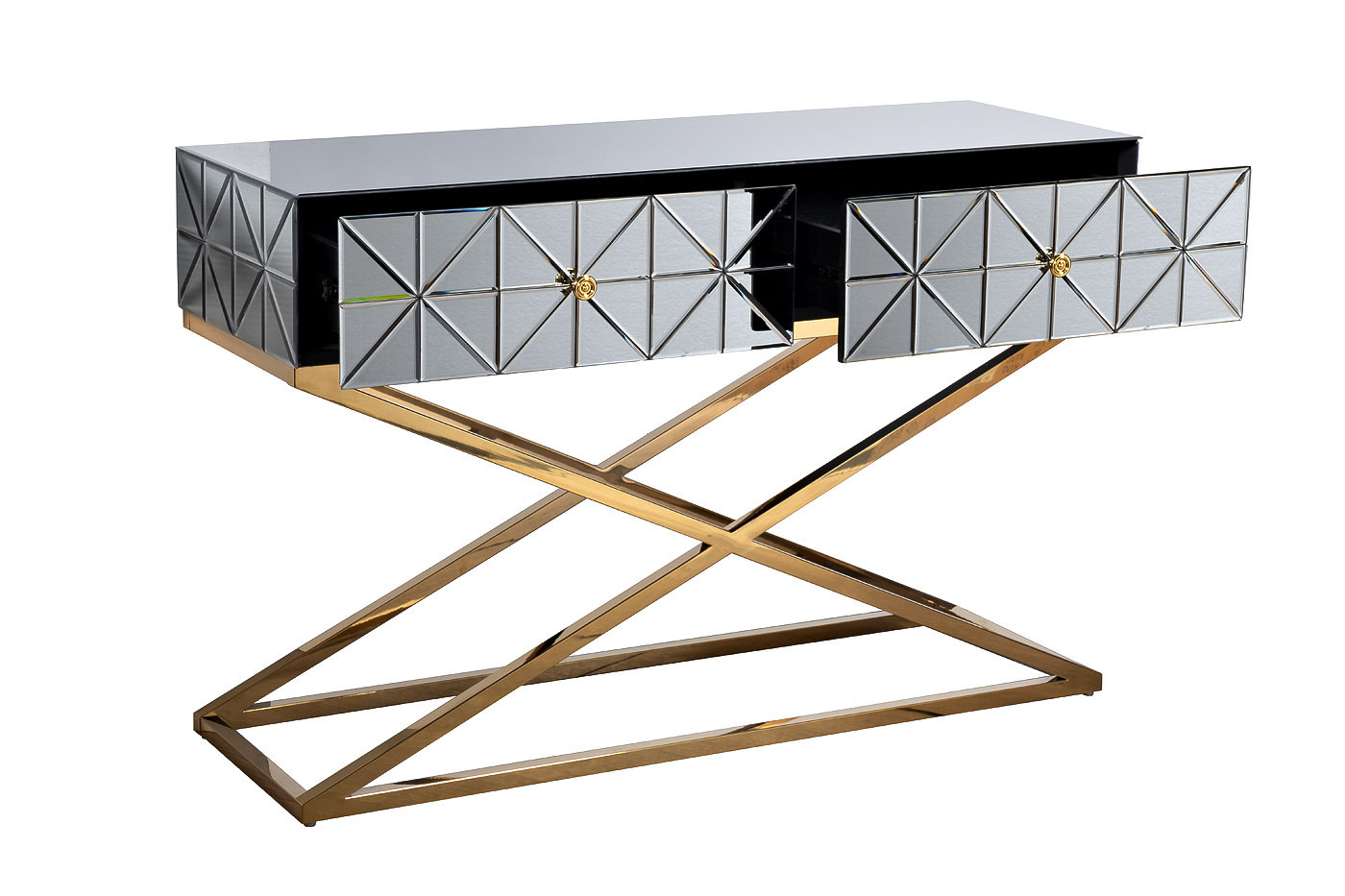 Консоль с 2мя ящиками и матовой зеркальной отделкой Garda Decor KFG113