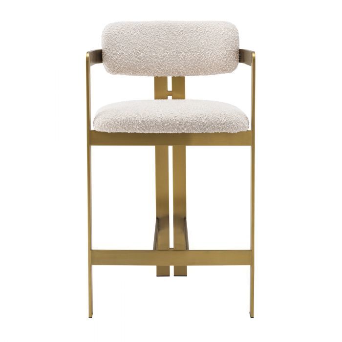 Полубарный стул Eichholtz Donato brushed brass bouclé cream 115049