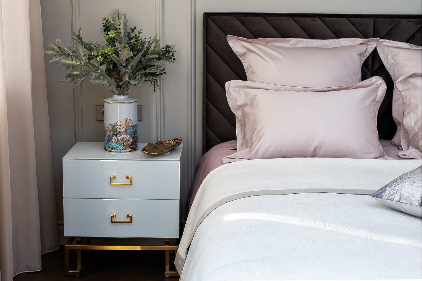 Комплект из 2х наволочек сатиновых 50х70см бежевый Garda Decor 107TD-D26G2-NAV BEG