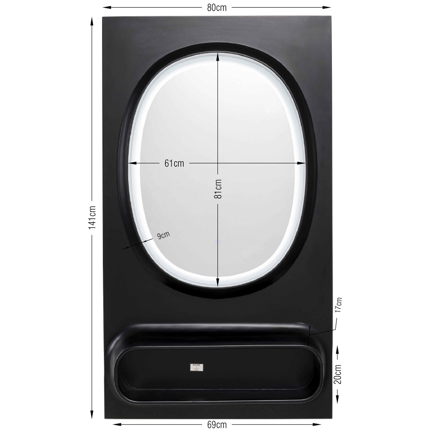 Зеркало настенное  KARE x Karim Rashid Aero LED Black 80x141cm KARE 70840