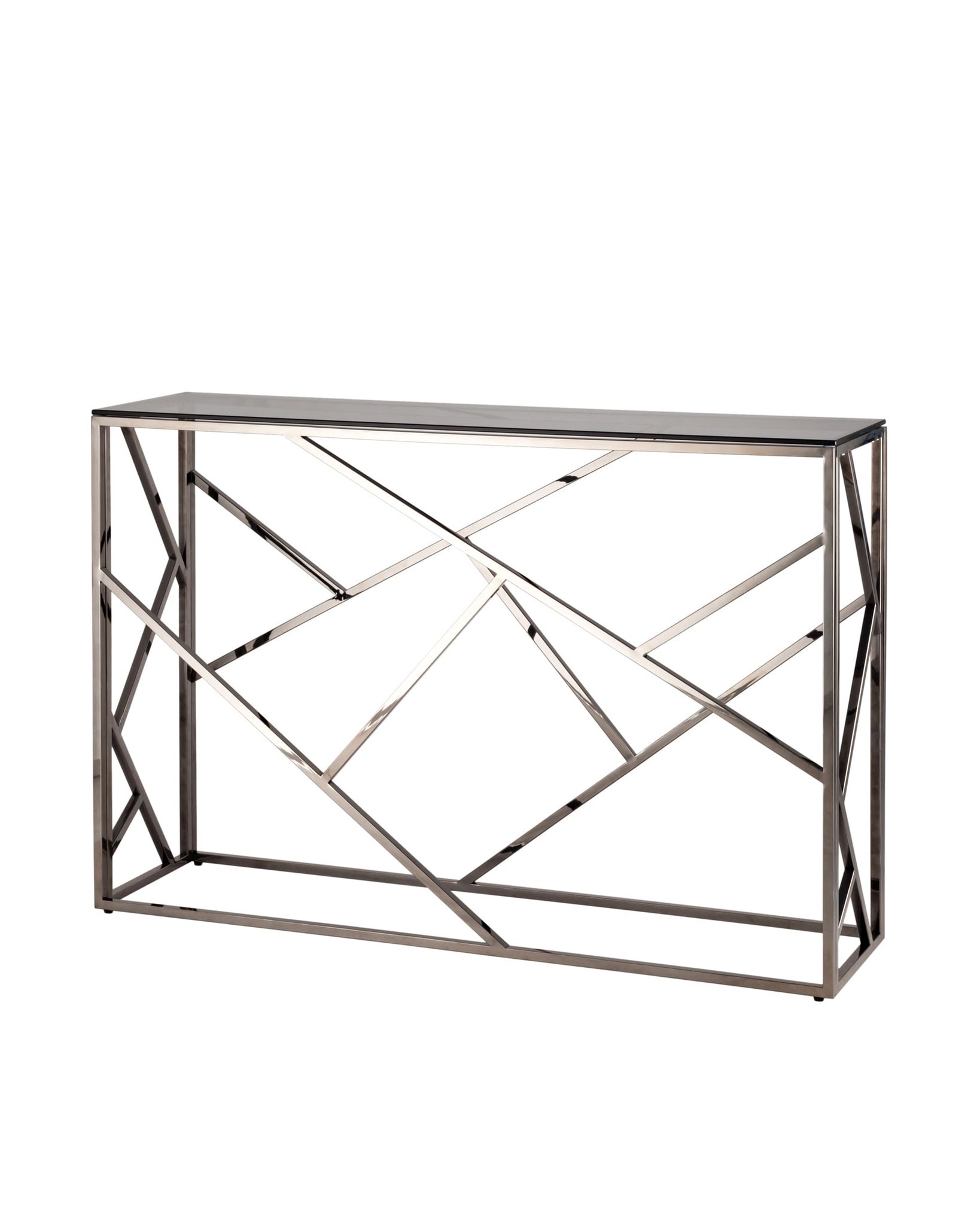 Консоль АРТ ДЕКО 115*30 стекло smoke сталь тёмный хром Stool Group