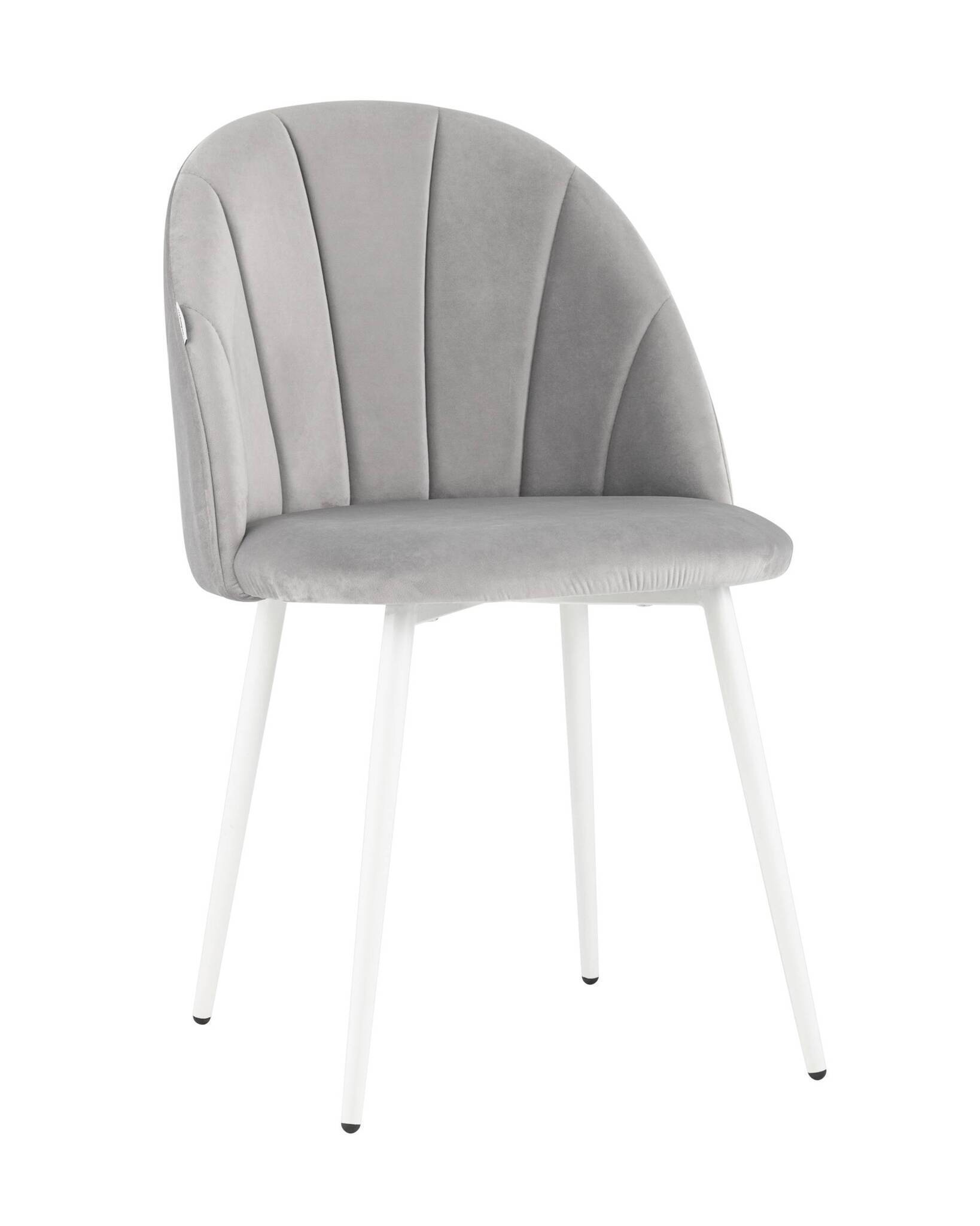 Стул Логан велюр светло-серый белые ножки Stool Group