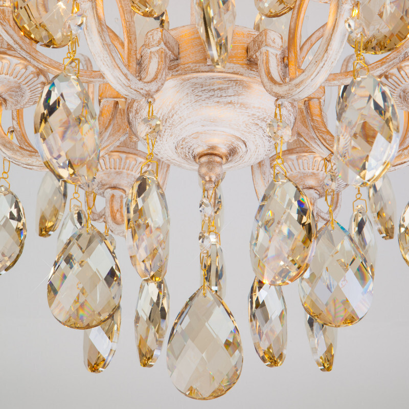 Люстра на штанге Eurosvet 10022/6 белый с золотом/ тонированный хрусталь Strotskis