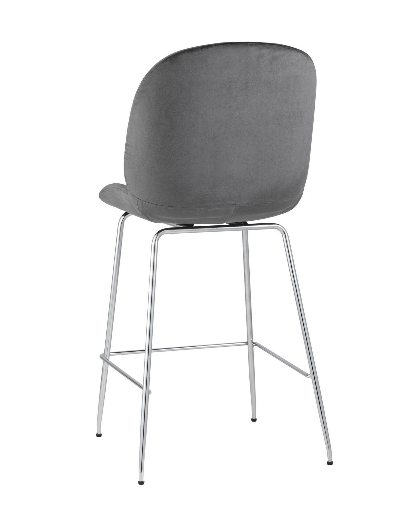 Стул полубарный Beetle со спинкой серый хромированные ножки Stool Group