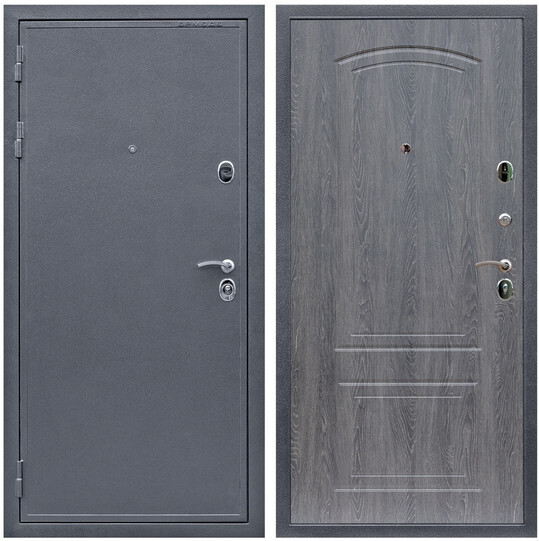 Дверь входная Graf Лондон 2 Антик серебро / МДФ 6 мм ФЛ-138 Дуб Филадельфия графит