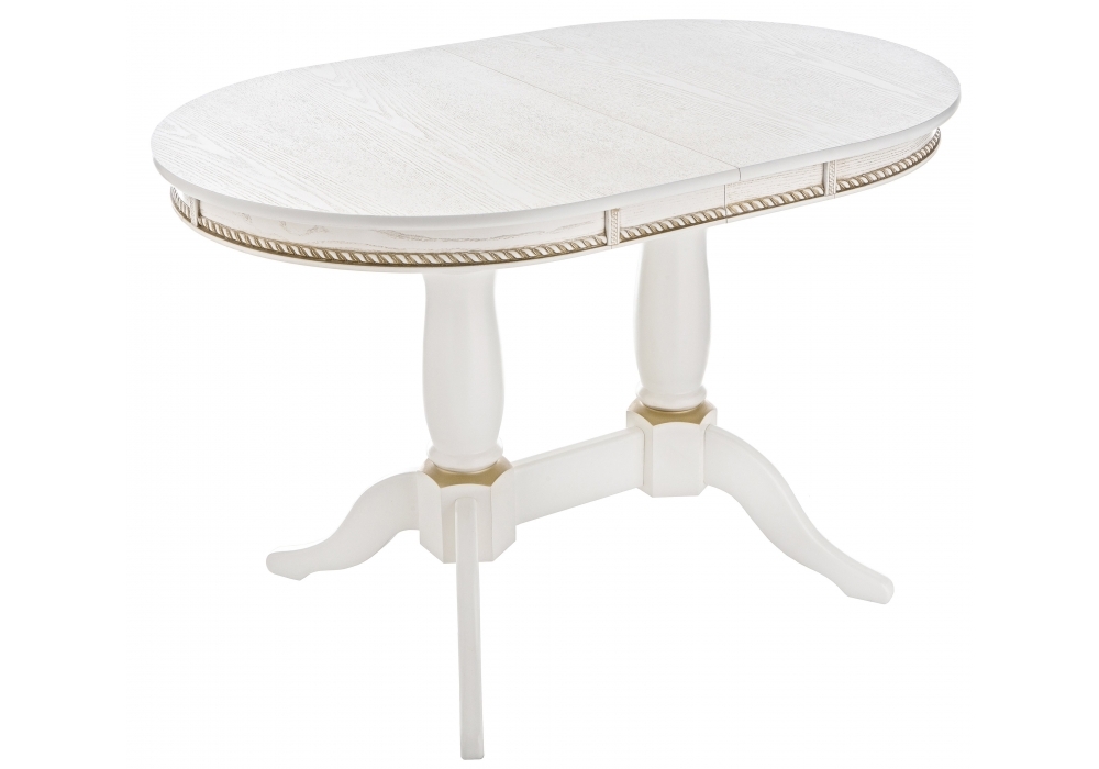 Стол деревянный Woodville Кантри 120 молочный с золотой патиной 406084