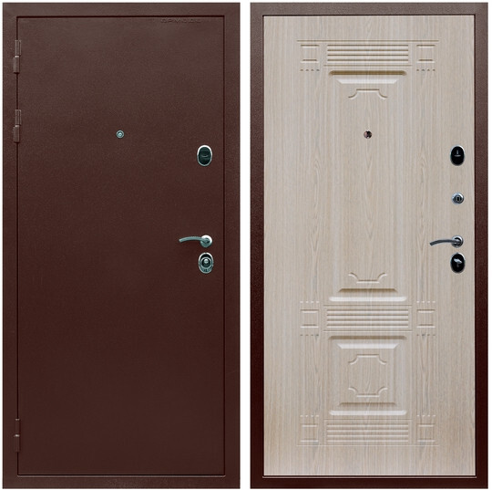 Дверь входная Graf Люкс ТП-70 Антик медь / МДФ 16 мм ФЛ-2 Дуб беленый