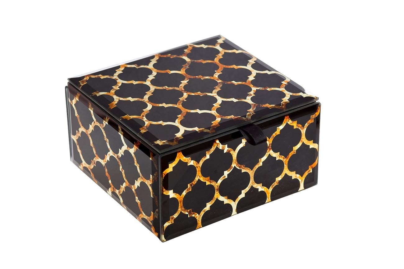 Шкатулка стеклянная золотистая Garda Decor KFJ314