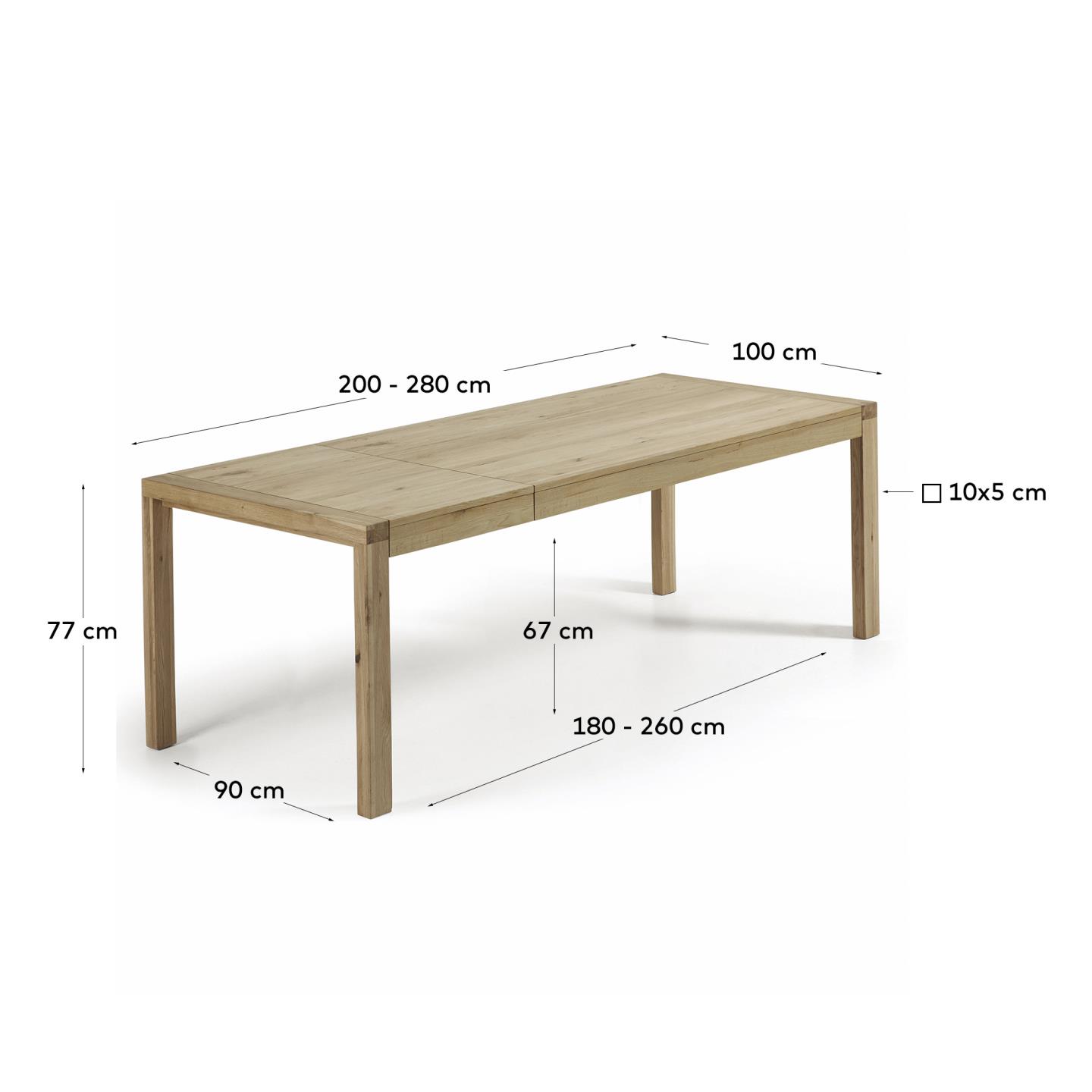 Обеденный стол Vivy 200(280)x100 дуб натуральный La Forma (ex Julia Grup)