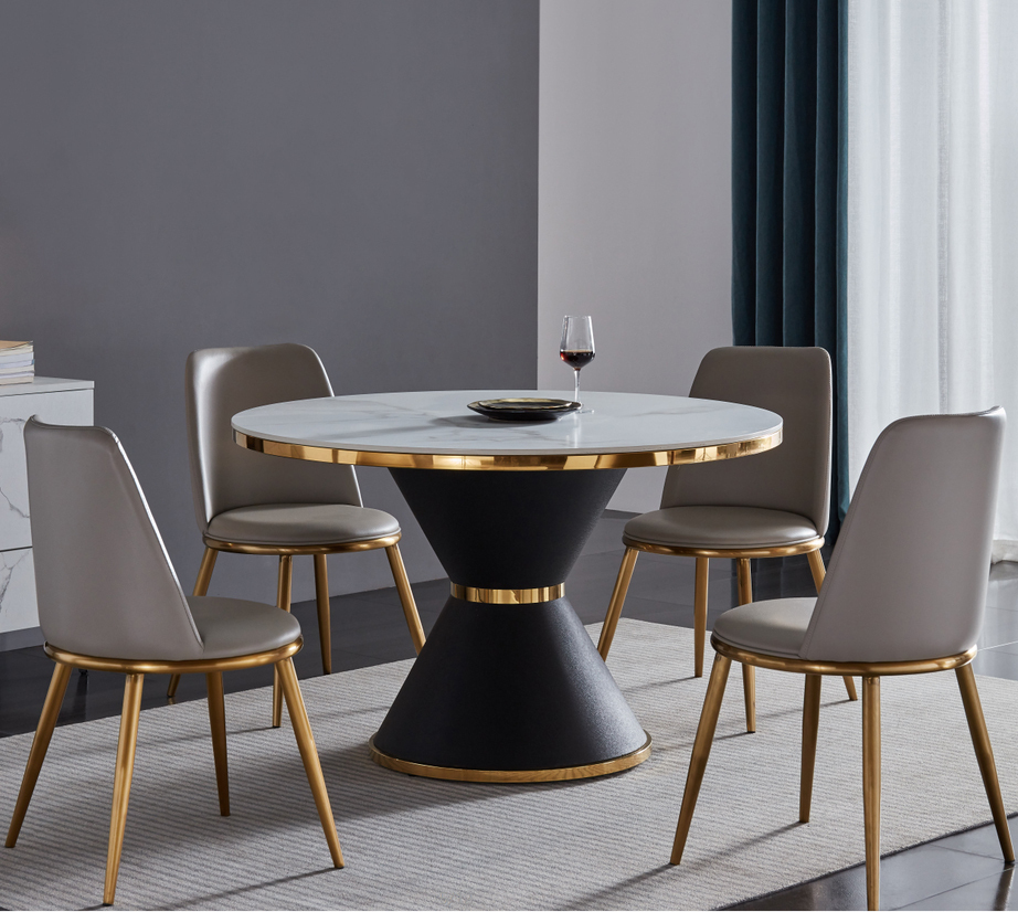 Стол обеденный круглый искусственный мрамор/черный металл Garda Decor 76AR-DT813