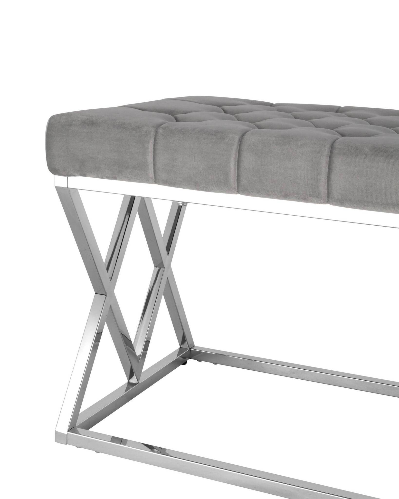 Банкетка ИНСИГНИЯ велюр серый сталь серебро Stool Group