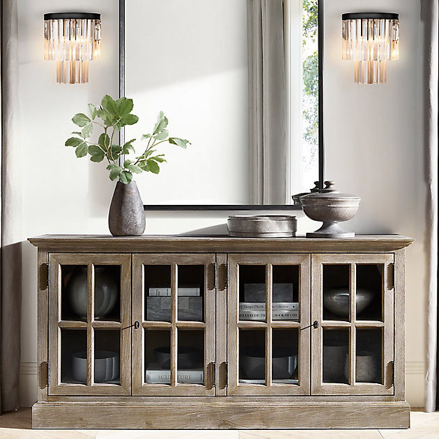 Бра Restoration Hardware 1920s Odeon Clear Glass Fringe Sconce Grey Iron