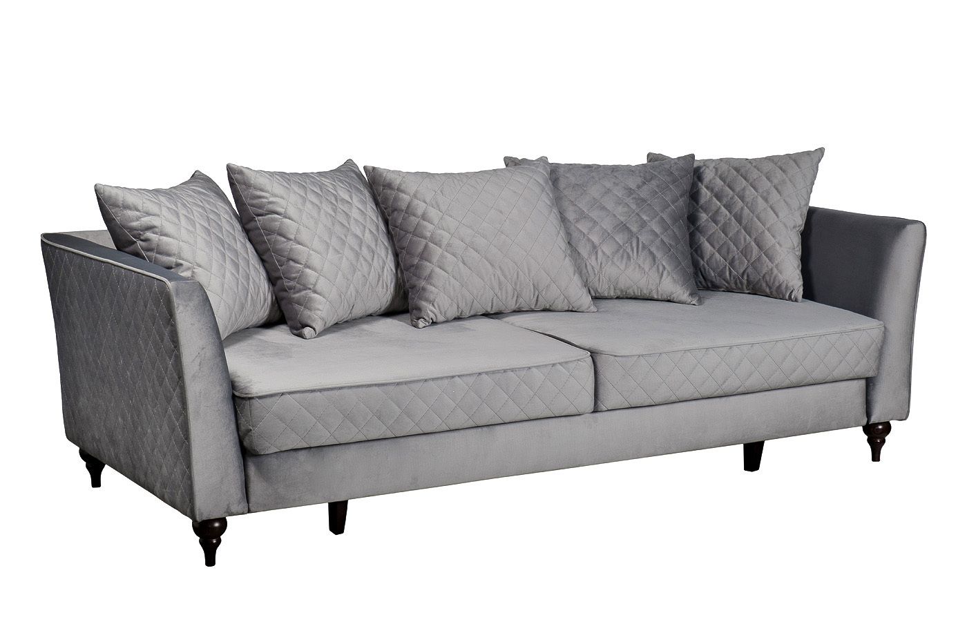 Диван Sorrento 230M трехместный раскладной светло-серый с кантом Garda Decor SORRENTO(K)-230M-2K-СВ.СЕРЫЙ-BEL40+BEL40