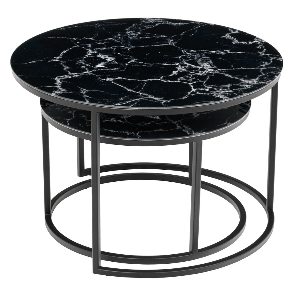 Набор кофейных столиков Tango чёрный мрамор с чёрными ножками, 2шт Bradex Home RF 0375