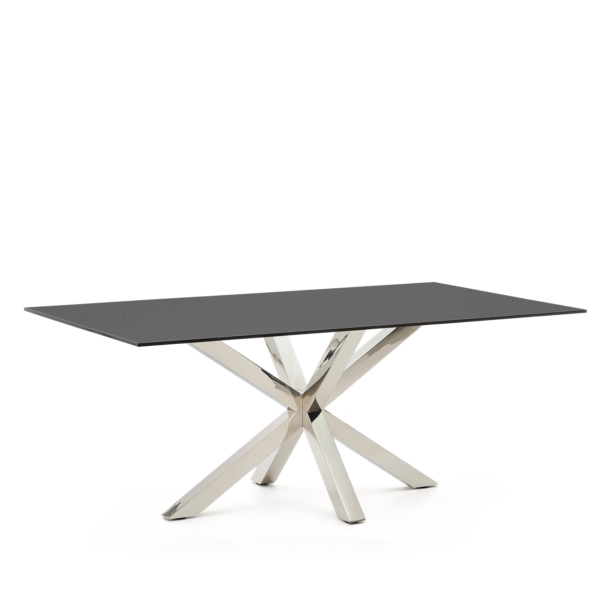 Argo Стол обеденный с ножками из стали и столешницей из черного стекла 200x100 La Forma (ex Julia Grup)