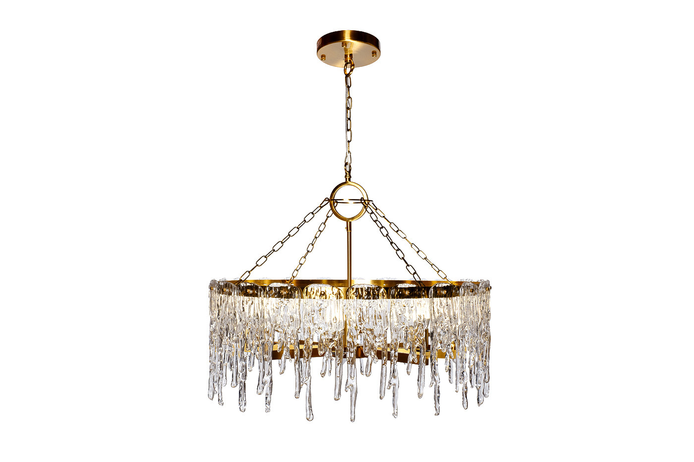 Люстра TIARA круглая латунь/стекло прозрачное Garda Decor K2KG1102P-8A