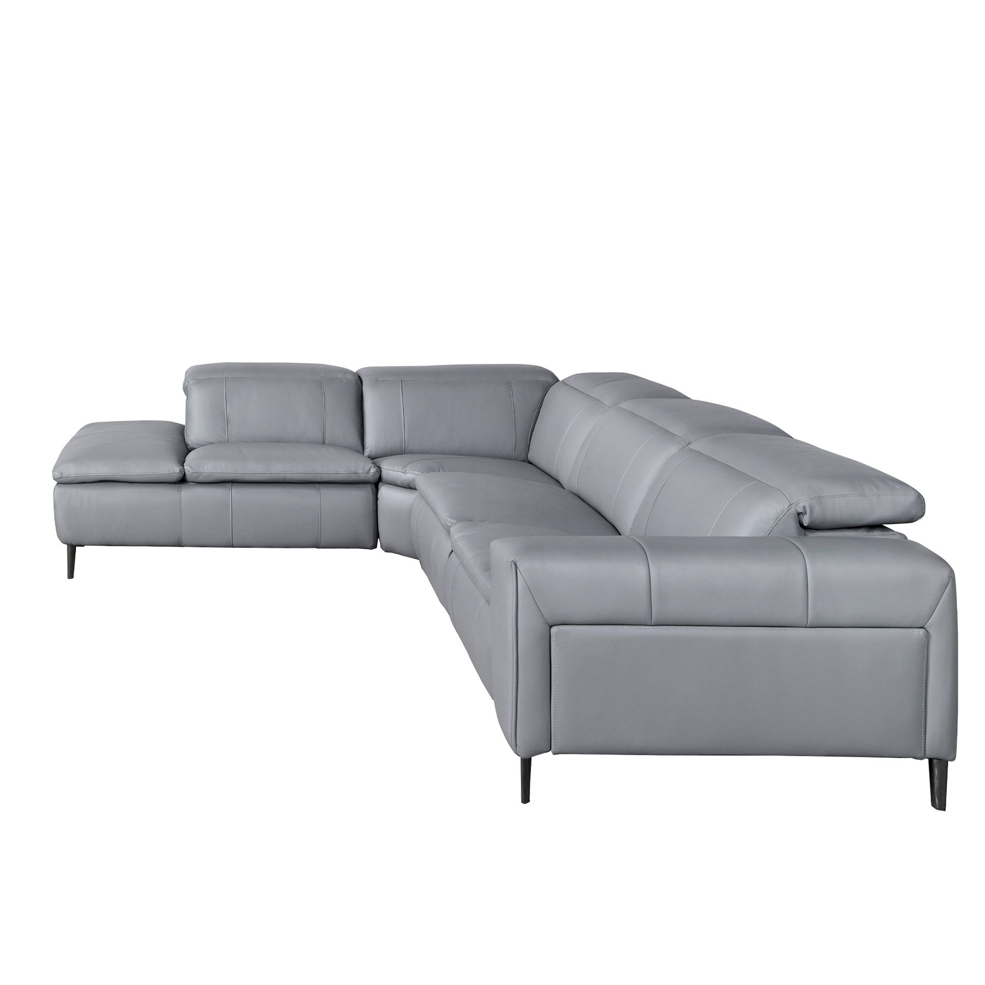 5-местный диван с реклайнером 6218 с левым шезлонгом из серой кожи Angel Cerda