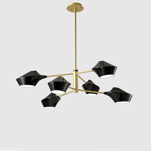 Люстра на штанге LANT D95 6 lamps Gold/Black by ImperiumLoft