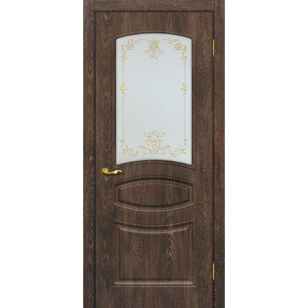 Межкомнатная дверь Graf Сиена-5 Сатинат, контурный полимер золото Дуб корица (2000 х 800)