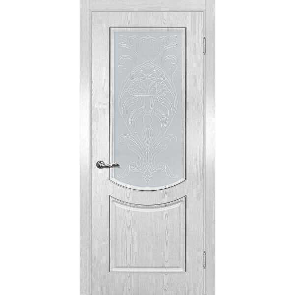 Межкомнатная дверь Graf Сиена-3 Сатинат, контурный полимер серебро Дуб жемчужный (2000 х 800)
