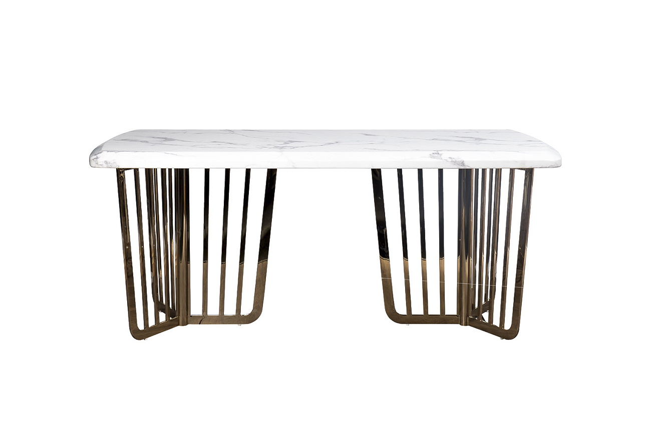 Стол обеденный белый искусственный мрамор/золото Garda Decor 33FS-1800STOL/OB