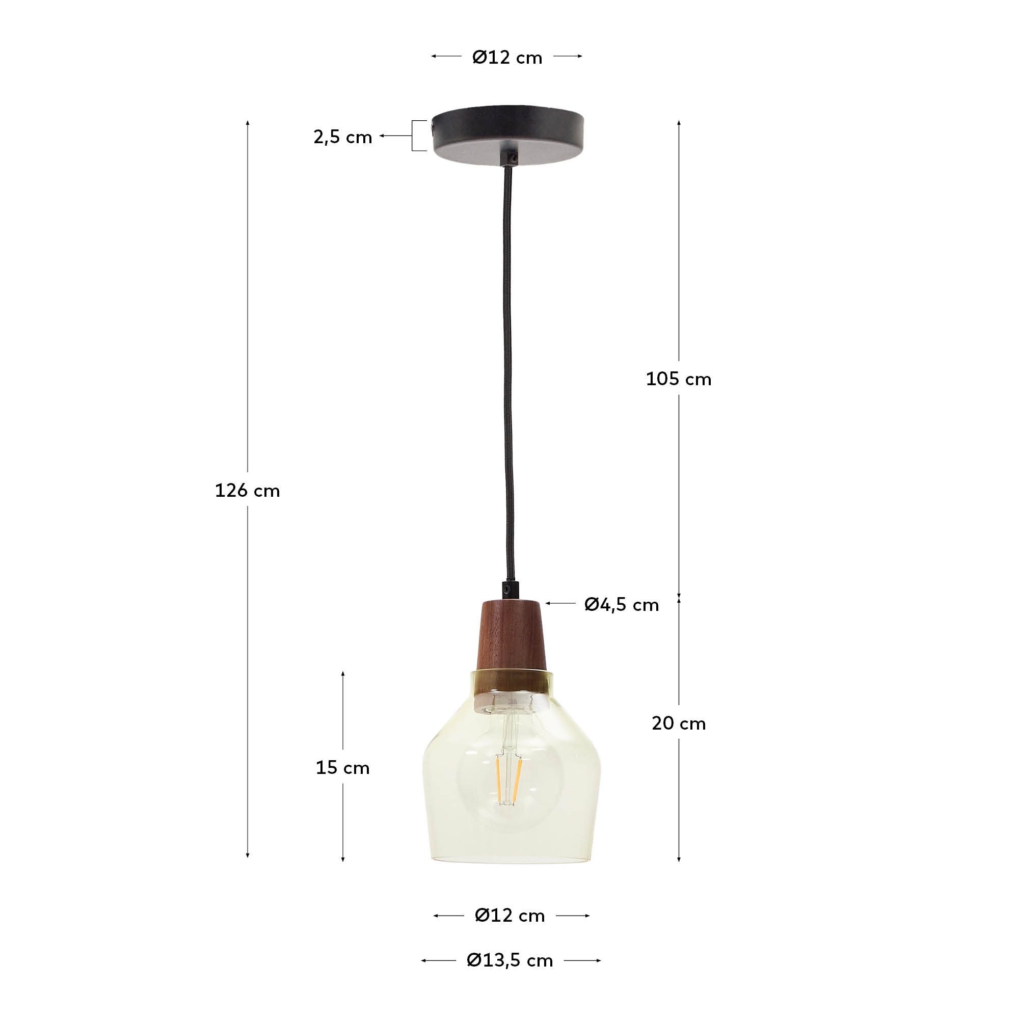 Silex Подвесной светильник из зеленого стекла и орехового дерева, Ø 13 La Forma (ex Julia Grup)