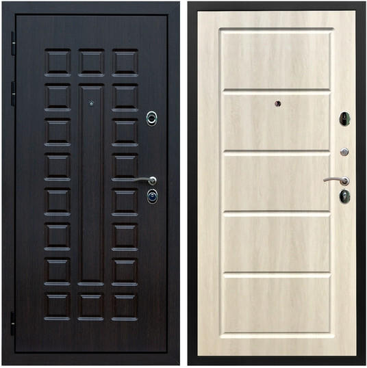 Дверь входная Graf Люксор 3К Шагрень черная / МДФ 6 мм ФЛ-39 Венге светлый